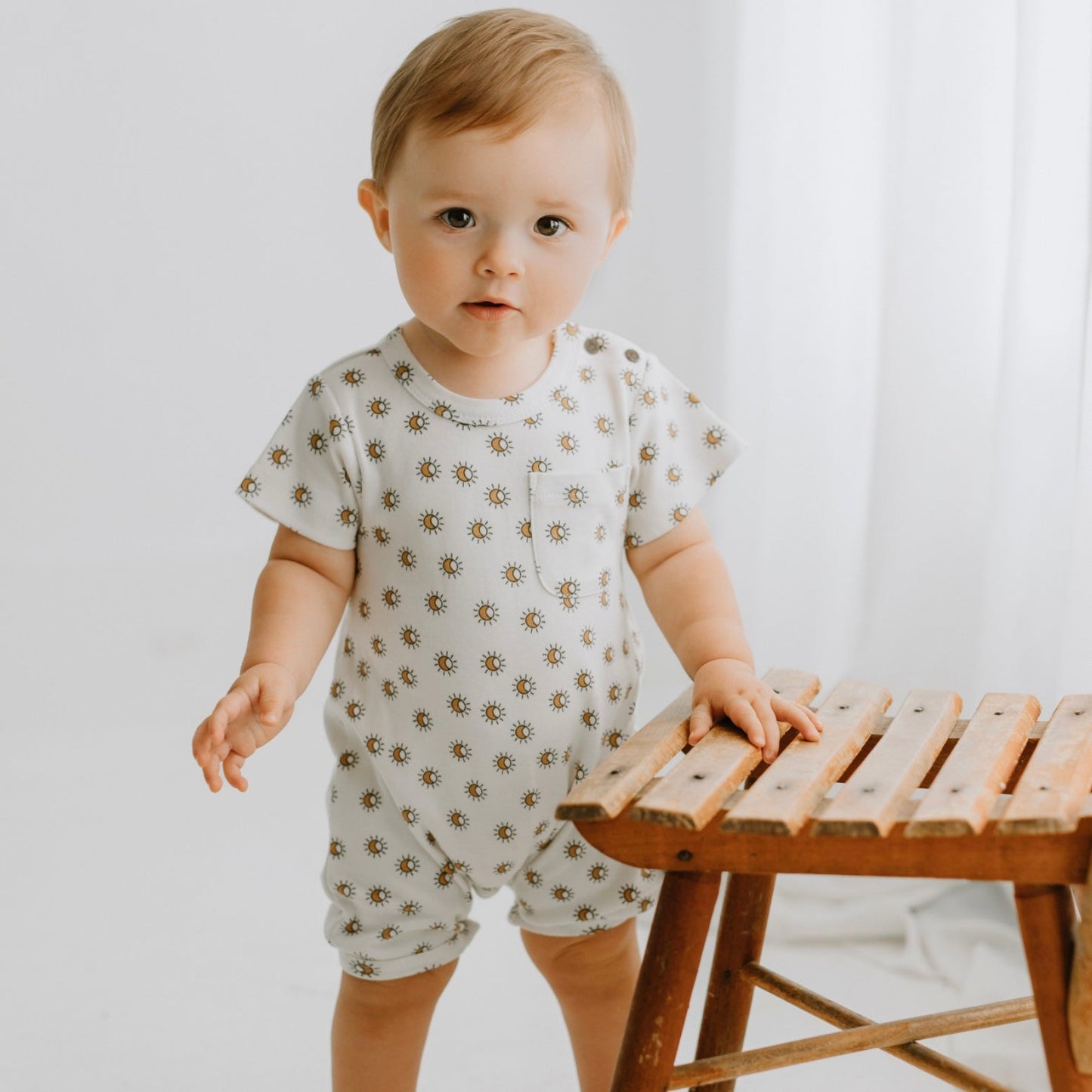 Organic Short Sleeve Baby Romper - Sun