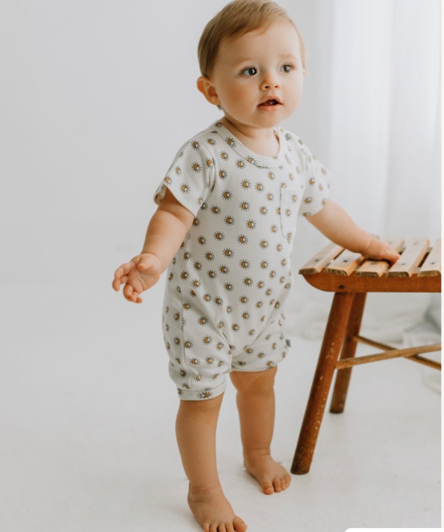 Organic Short Sleeve Baby Romper - Sun