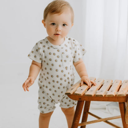 Organic Short Sleeve Baby Romper - Sun