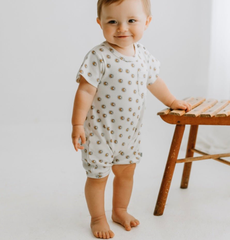 Organic Short Sleeve Baby Romper - Sun