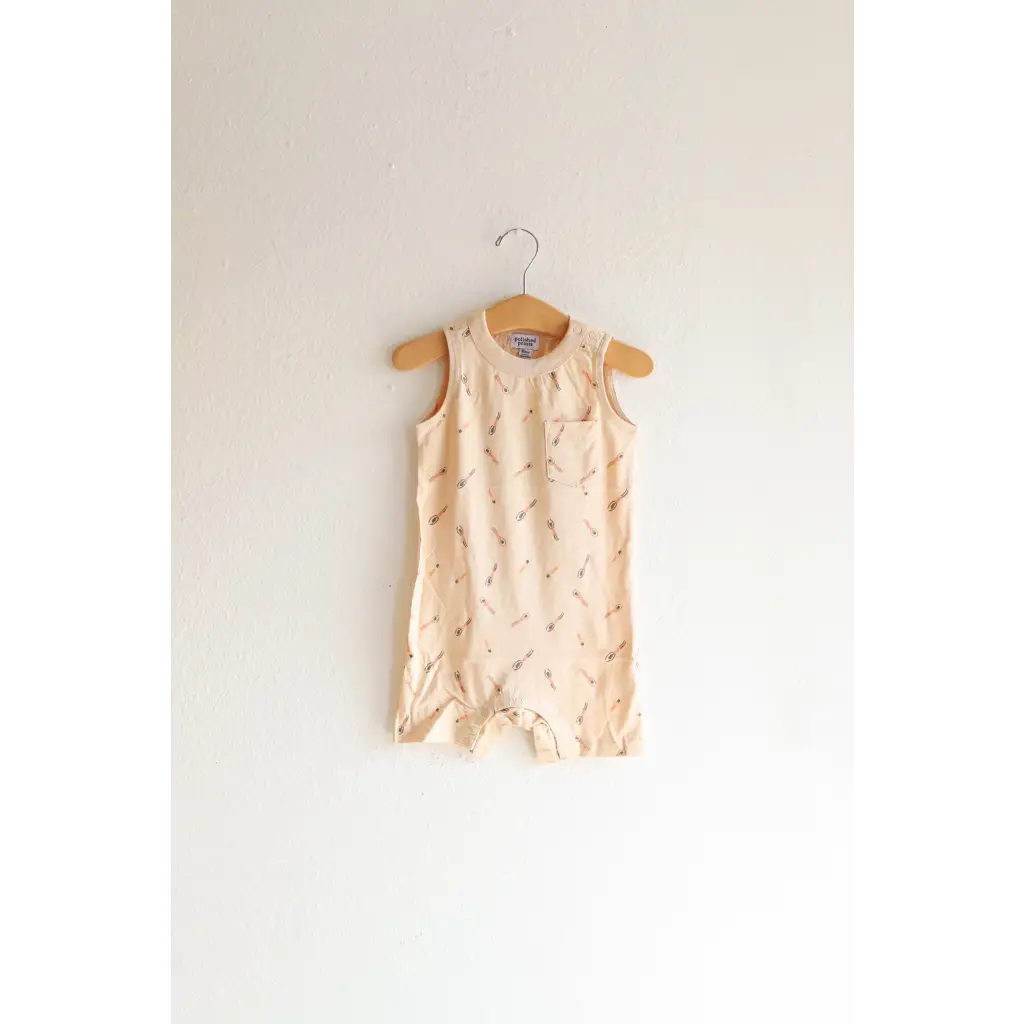 Beige Pocket Playsuit Organic Baby Romper