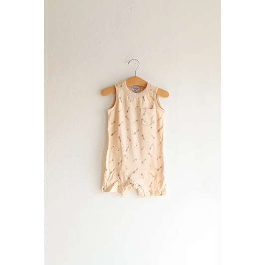 Beige Pocket Playsuit Organic Baby Romper