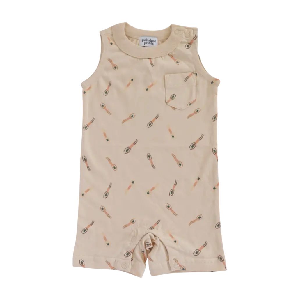 Beige Pocket Playsuit Organic Baby Romper