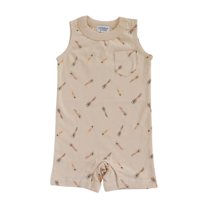 Beige Pocket Playsuit Organic Baby Romper