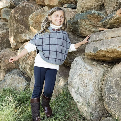 Organic Girls Gray Plaid Sweater Cape