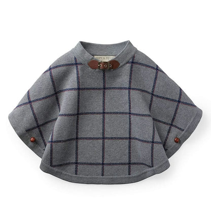 Organic Girls Gray Plaid Sweater Cape