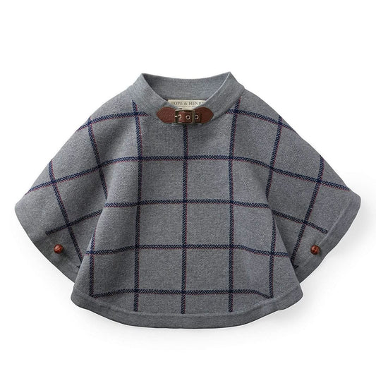Organic Girls Gray Plaid Sweater Cape