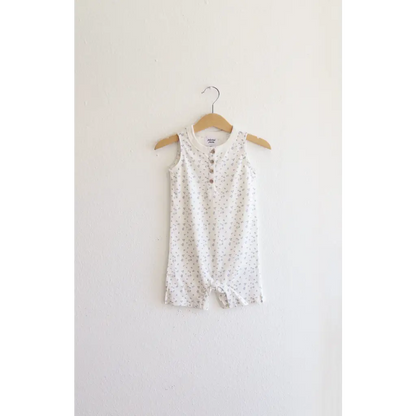 Organic Cotton Baby Henley Romper - Floral