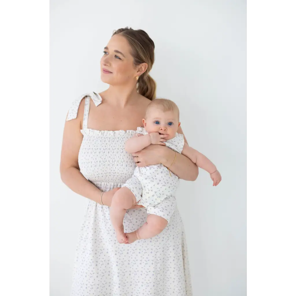 Organic Cotton Baby Henley Romper - Floral