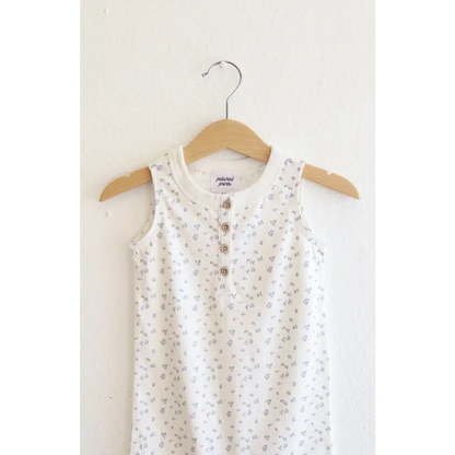 Organic Cotton Baby Henley Romper - Floral
