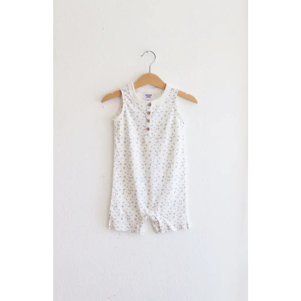 Organic Cotton Baby Henley Romper - Floral