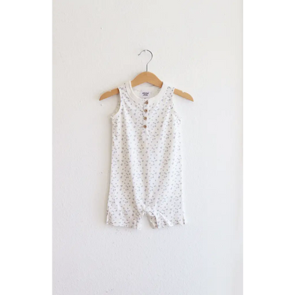 Organic Cotton Baby Henley Romper - Floral
