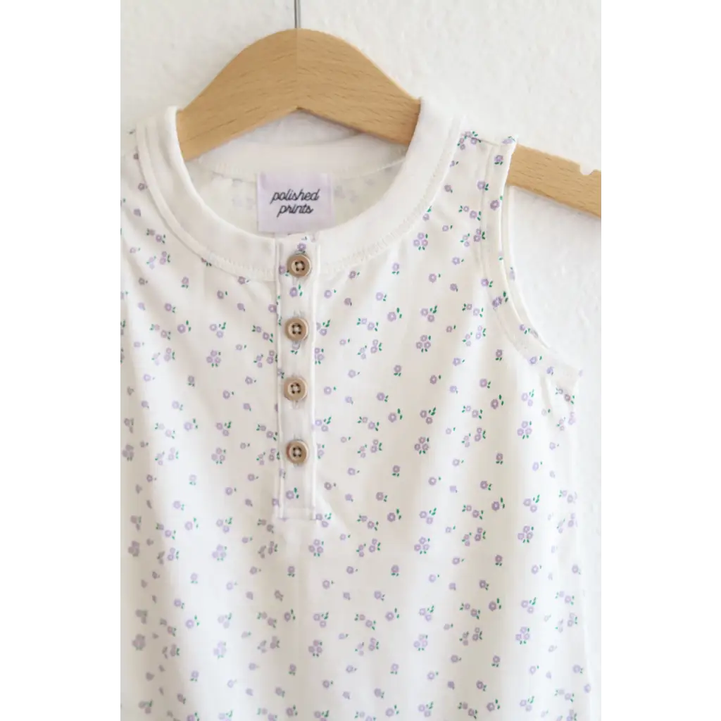 Organic Cotton Baby Henley Romper - Floral