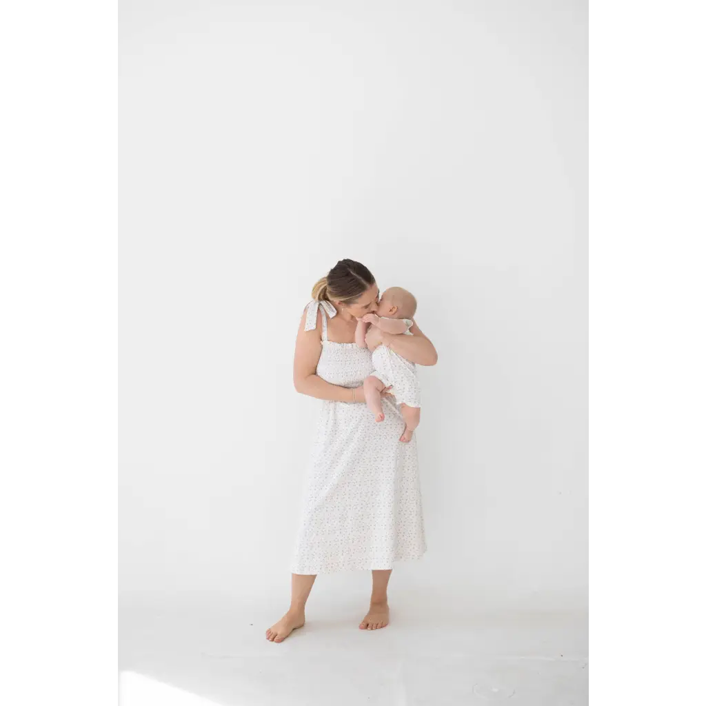 Organic Cotton Baby Henley Romper - Floral