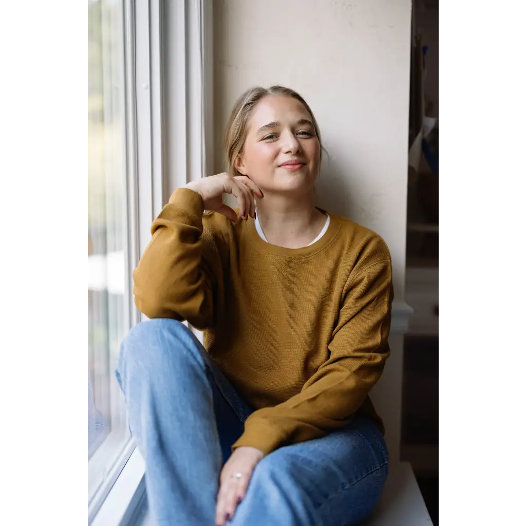 Jenna Knitted Waffle Longsleeve Pullover