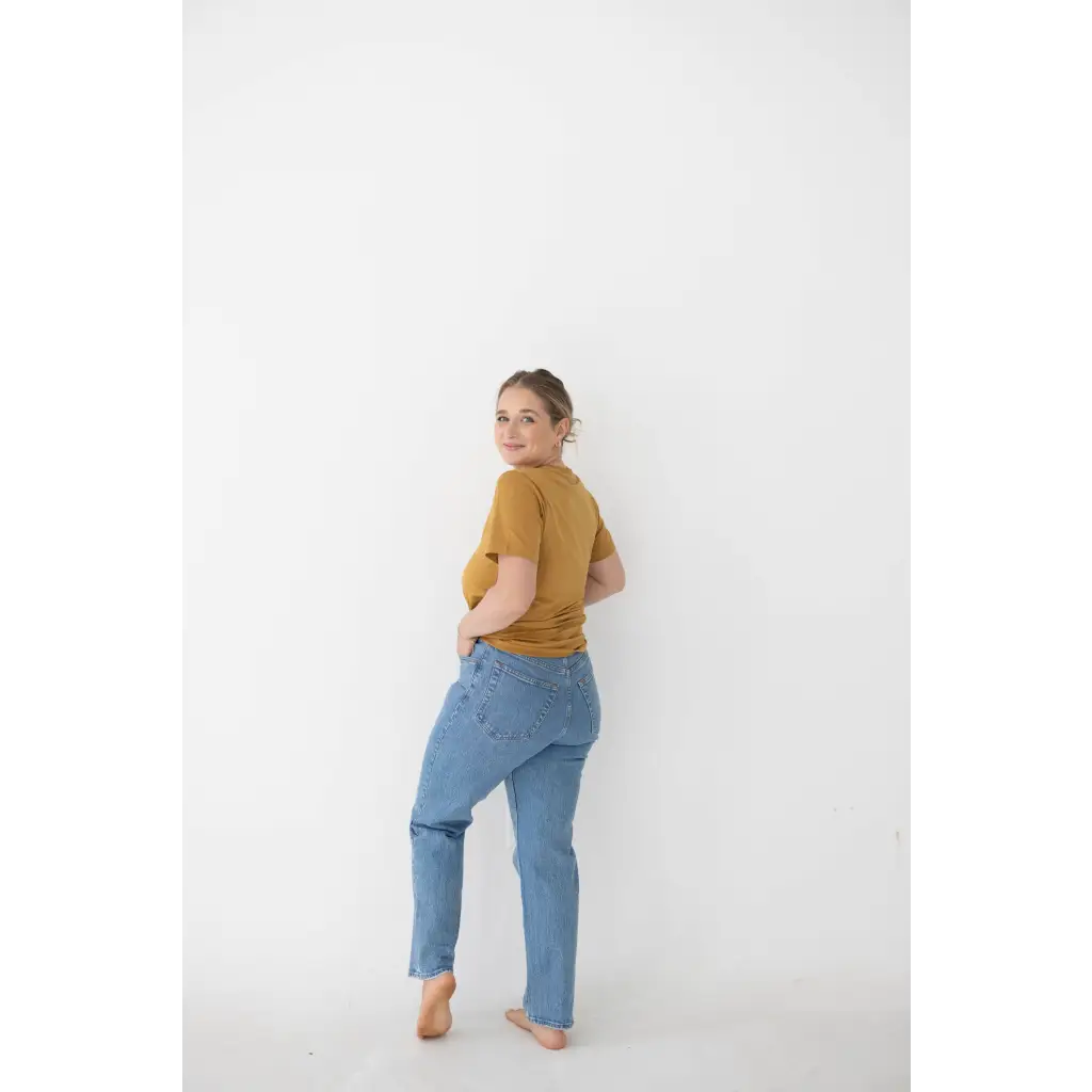 The Mom Tee in Almond