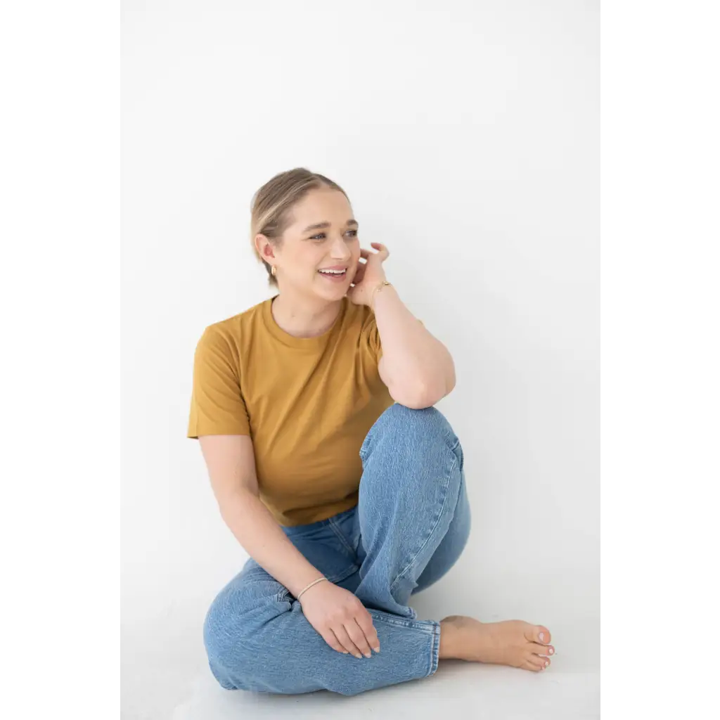 The Mom Tee in Almond