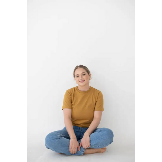 The Mom Tee in Almond