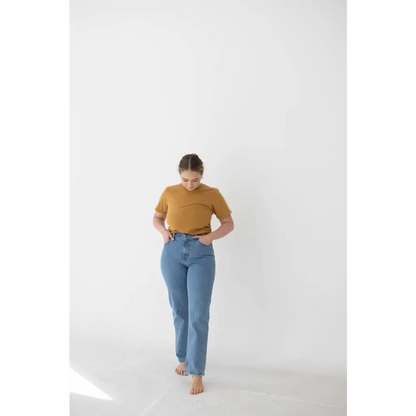 The Mom Tee in Almond