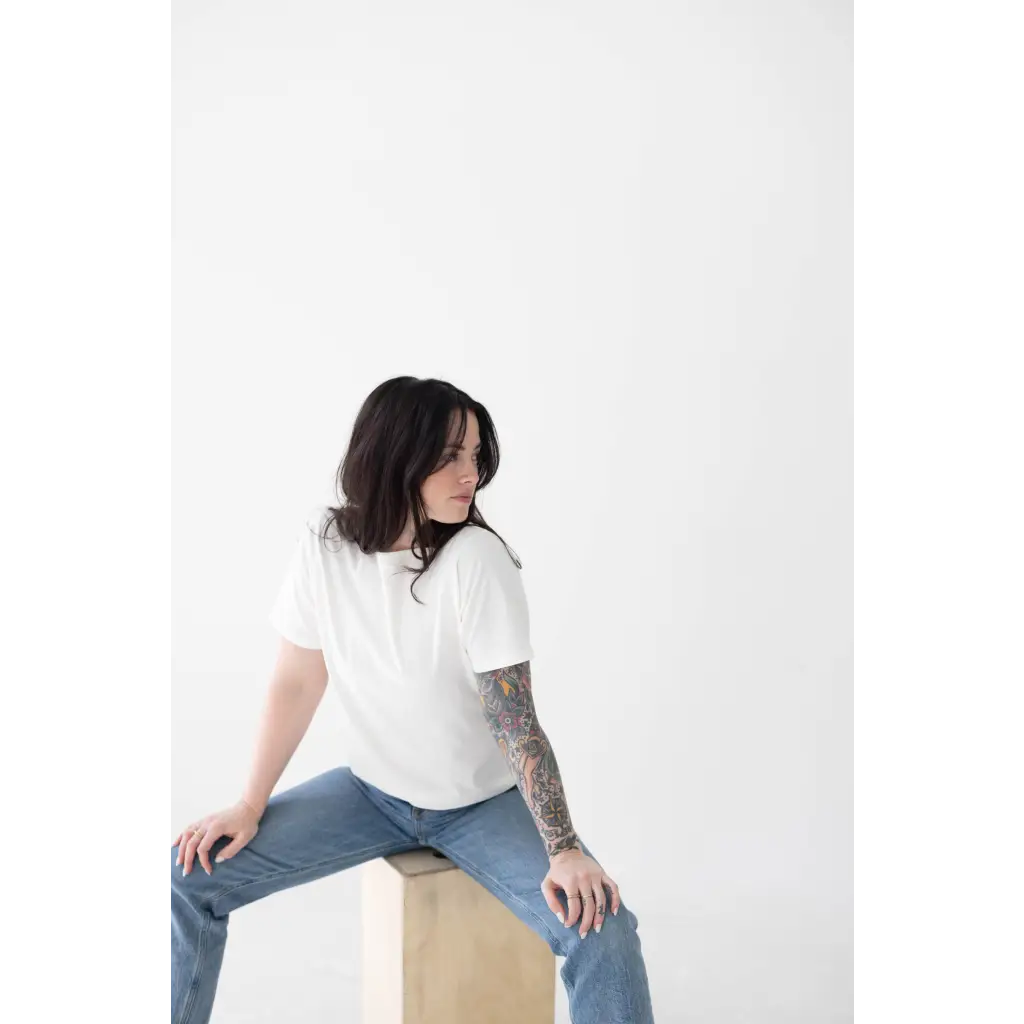 The Mom Tee in Antique White