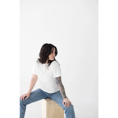 The Mom Tee in Antique White