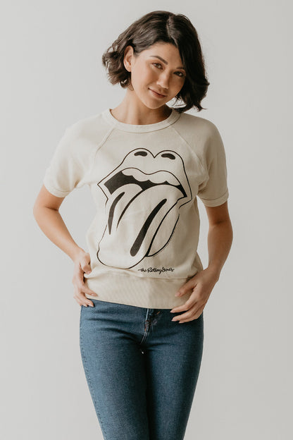 Women's Organic Rolling Stones Ivory Raglan Tee