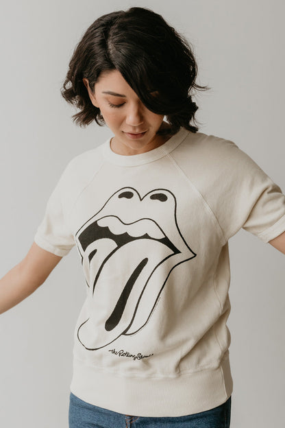 Women's Organic Rolling Stones Ivory Raglan Tee
