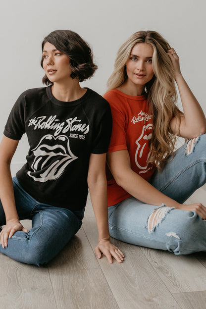 Women's Organic Rolling Stones Black Raglan Tee