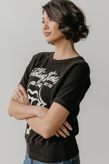 Women's Organic Rolling Stones Black Raglan Tee