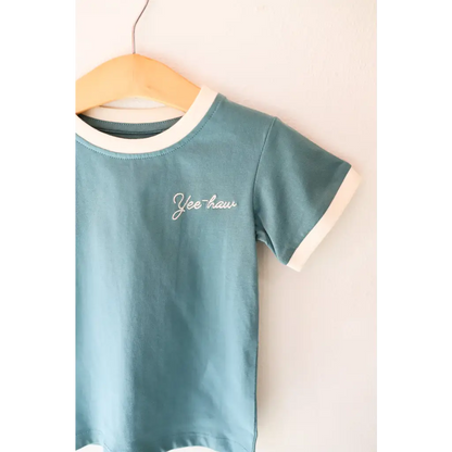 Organic Kids Yee-haw Embroidered Ringer T-Shirt