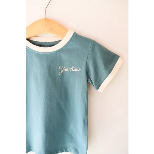 Organic Kids Yee-haw Embroidered Ringer T-Shirt