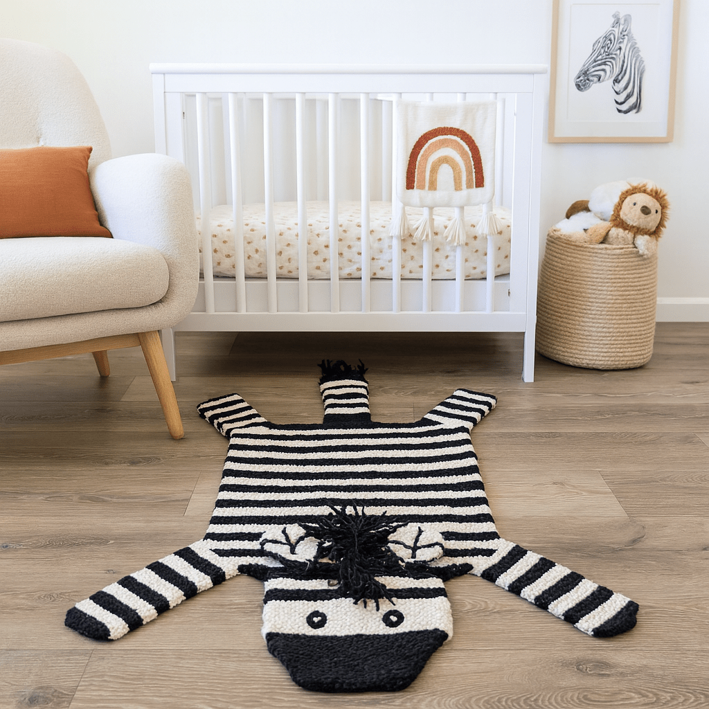 Organic Wool Play Mat + Nursery Rug - Zebra