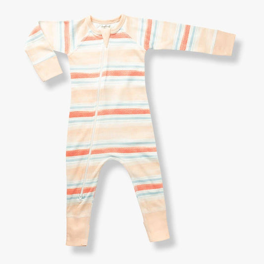 Organic Baby Zip Romper - Sunset Stripe