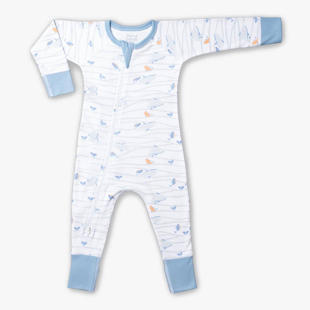 Organic Baby Zip Romper - Whales