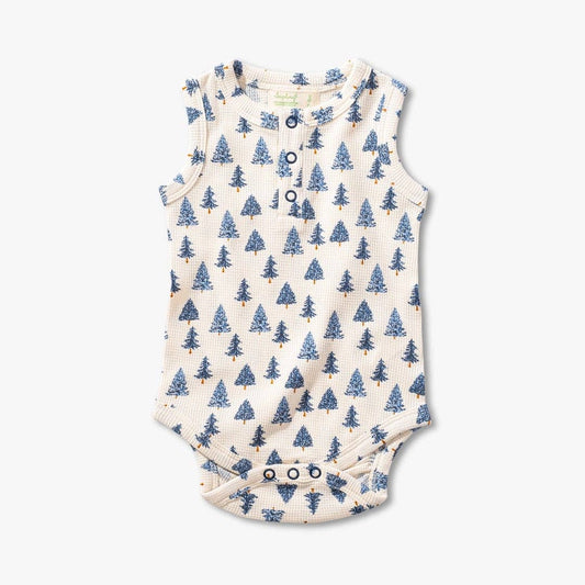 Organic Baby Waffle Bodysuit - Pine Tree