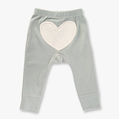 Organic Baby Pants - Heart Applique - Dove Gray - Back View