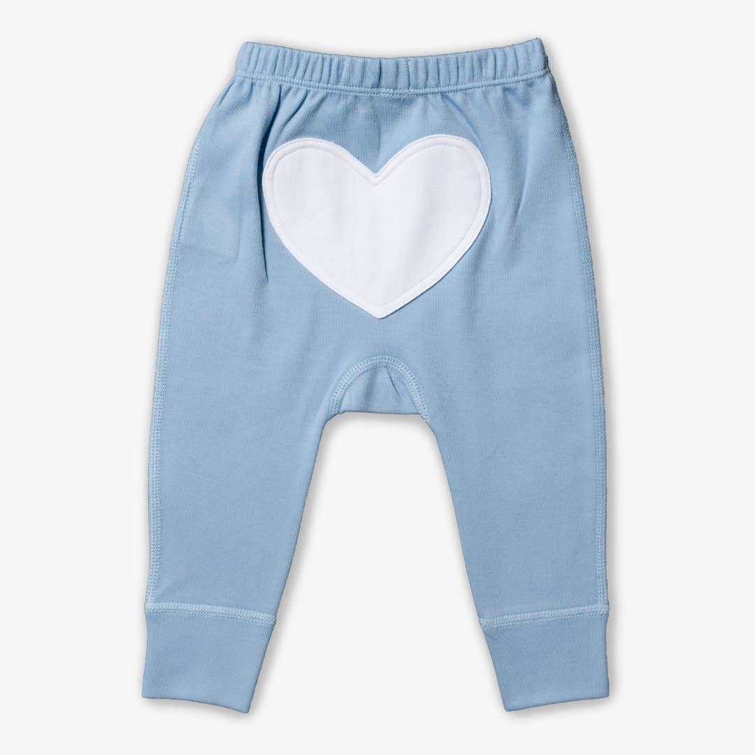 Organic Baby Pants - Heart Applique - Blue - Back View