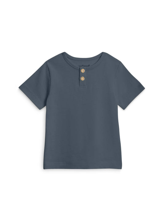 Organic Kids Reef Henley Crew Neck Tee - Harbor